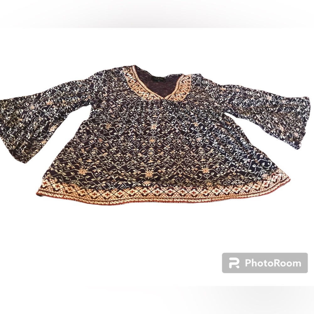 Lucky 🍀 Brand Bell Sleeve Boho Top Sz S